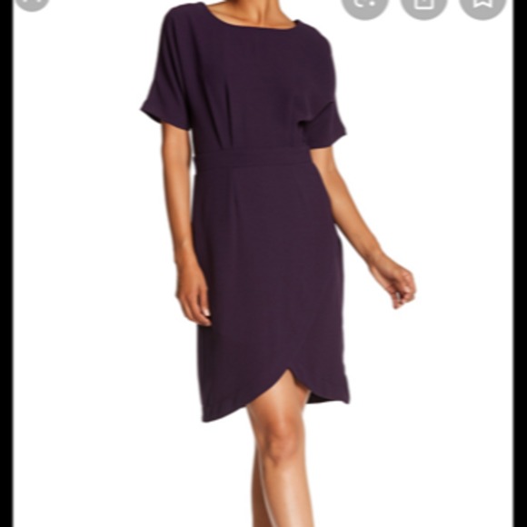 bobeau Dresses & Skirts - Bobeau purple dolman sleeve faux wrap style dress